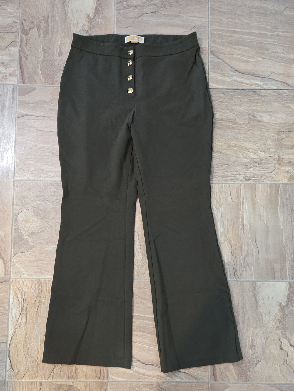 Michael Kors Hunter Green Women's High-Rise Button-Front Ponte Pants